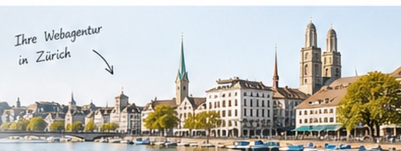 Stadtansicht von Zürich mit Grossmünster und Limmat